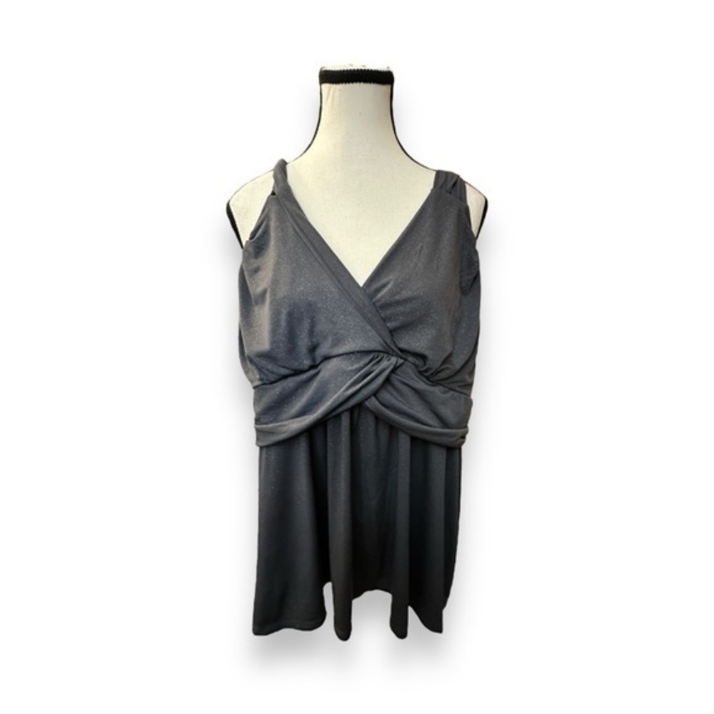 Women’s Vintage torrid 1 Grey Shimmer Metallic Wrap Front Babydoll 14 16 1XL 1X